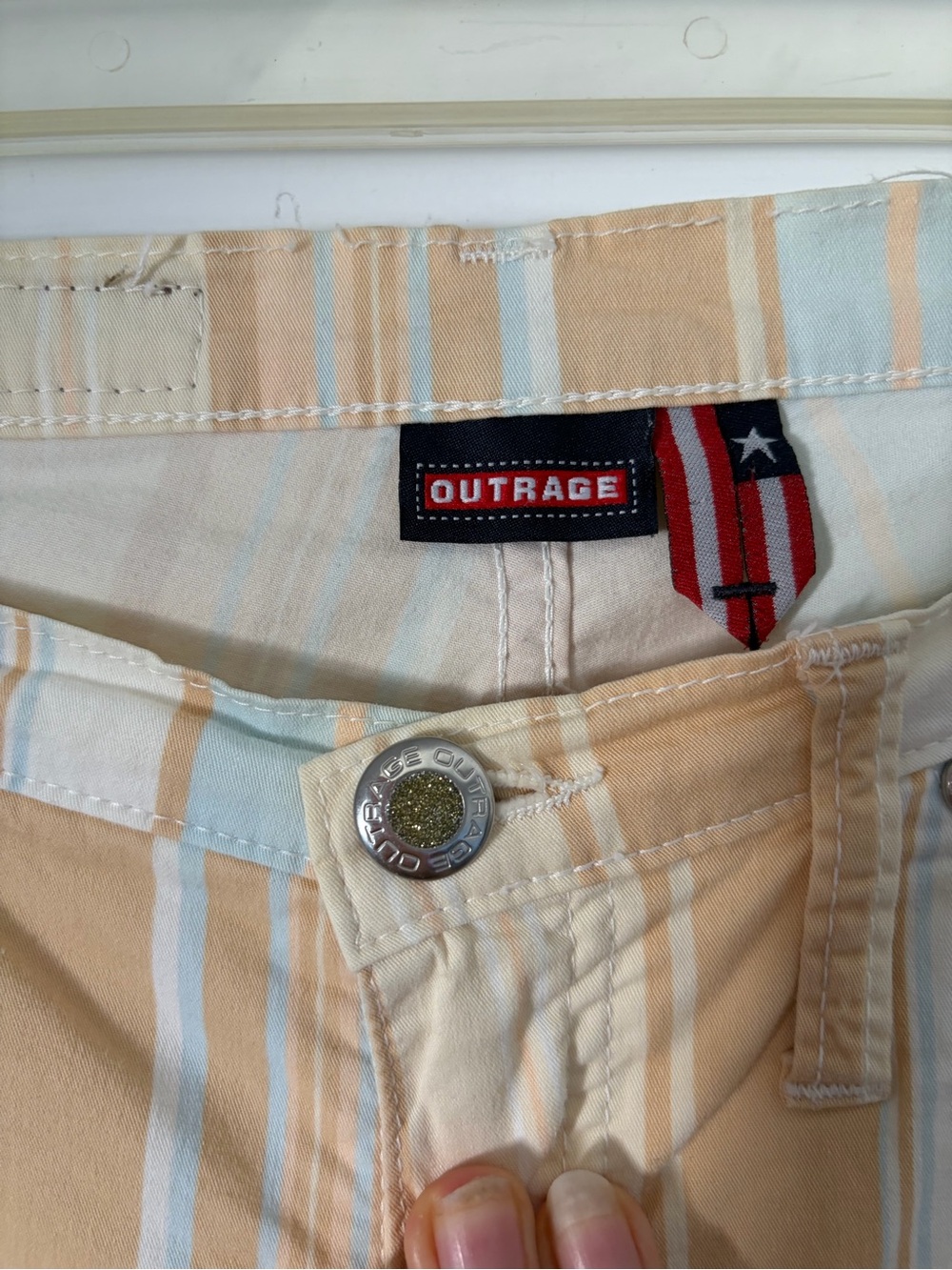 Vintage Y2K Outrage Italy Pastel Striped Flare Jeans Size 26 - Picture 6 of 14